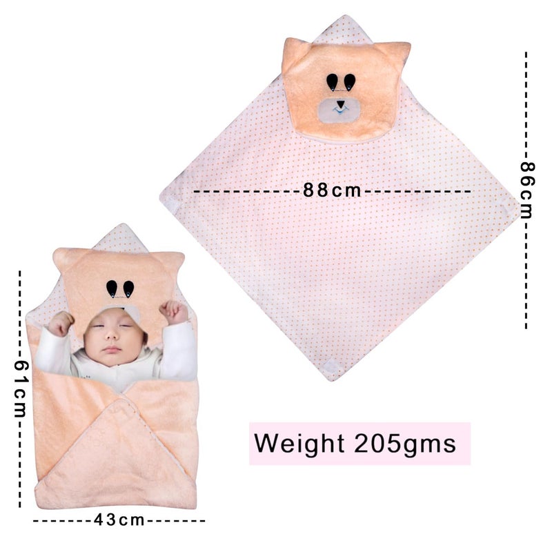 EKAN Swaddle Baby Blankets for New Born and Infants (0-12 Months) Sleeping Hooded Baby Wrapper for Gifting Purpose (Pack of 1) (Peach) - Image 2
