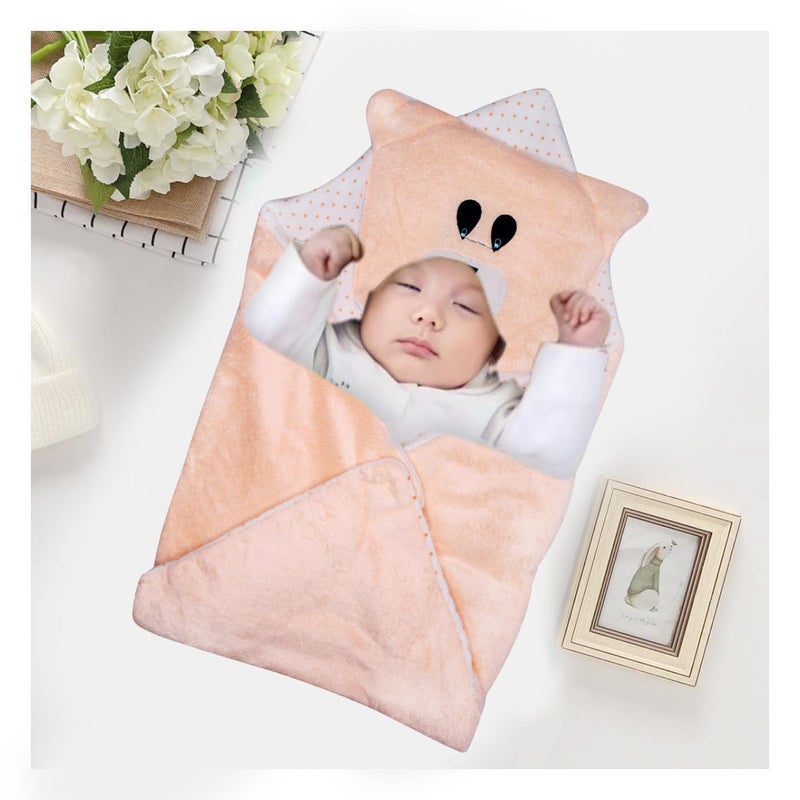 EKAN Swaddle Baby Blankets for New Born and Infants (0-12 Months) Sleeping Hooded Baby Wrapper for Gifting Purpose (Pack of 1) (Peach) - Image 5