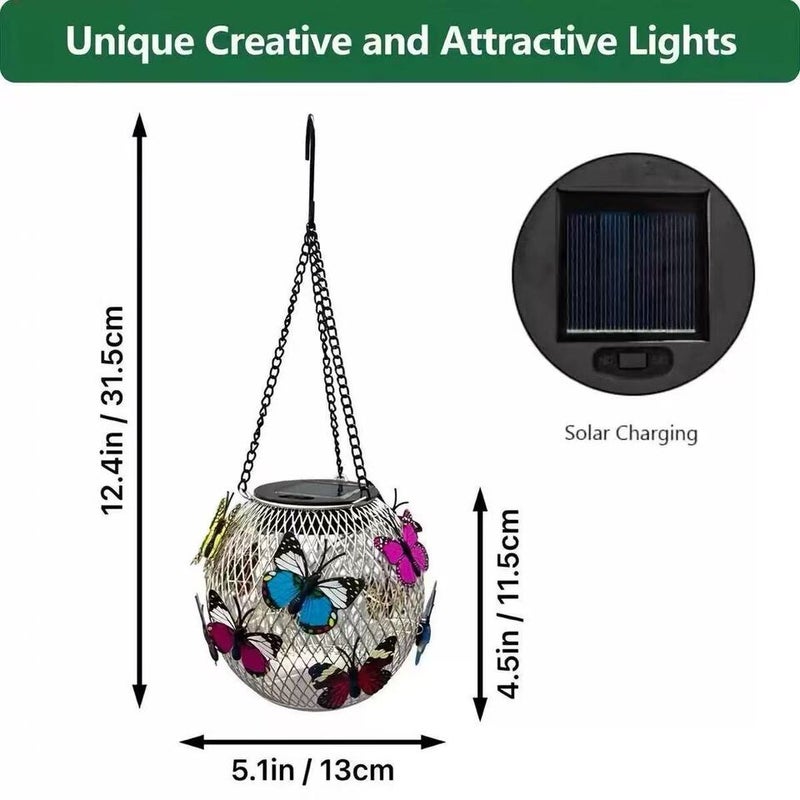 Hanging Hollow Iron Solar Outdoor Light for Garden Landscape Night Lamp Home Ambient Projection Light - Image 1