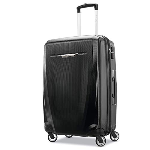 Samsonite Winfield 3 DLX Hardside Expandable Luggage with Spinners, Black, Checked-Medium 25-Inch - Image 1