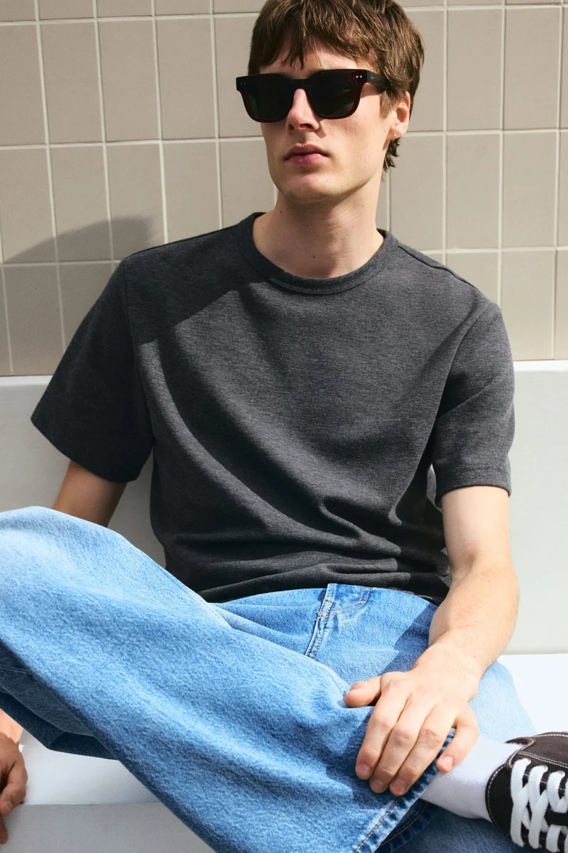 H&M Regular Fit Waffled T-shirt