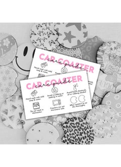 Lashicorn Car Coaster Care Instruction Guide Cards | 50 Pk 2X3.5” Template Cardboard Packaging Inserts For Selling Sublimation Diy Holders Epoxy Resin Mold  - Image 5