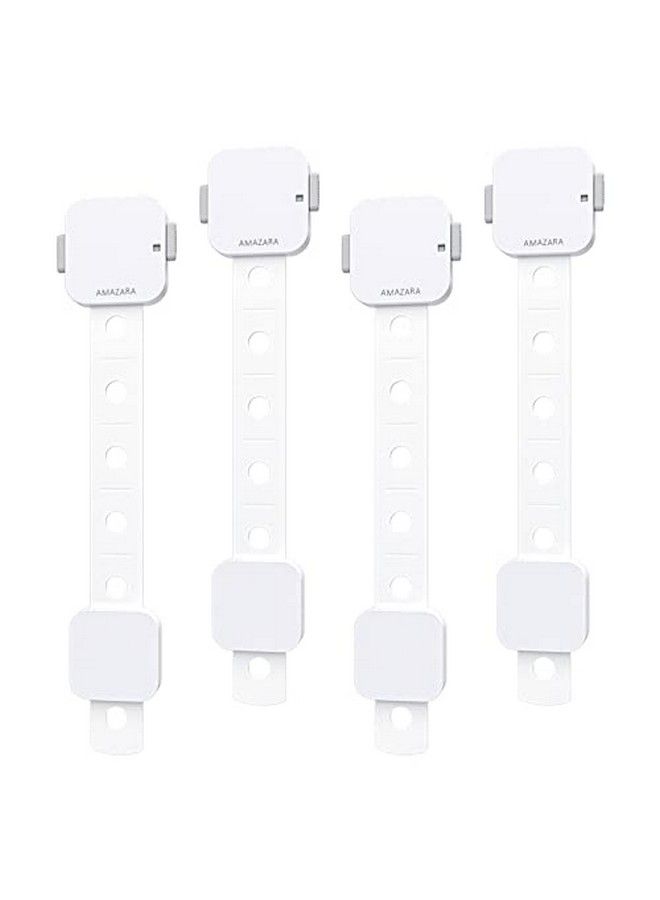 AMAZARA Child Safety Locksbaby Proofing Locks For Cabinets Drawers Fridge Toilet Seats Furniture ; Extra 3M Adhesives Tape ; Pack Of 4 White Color - Image 2
