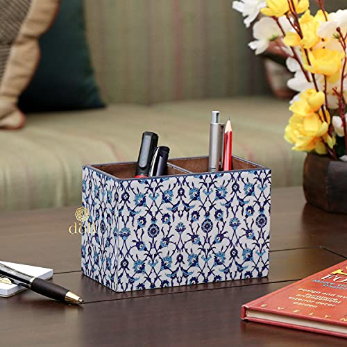 DULI Multipurpose Stand, Cutlery Holder, Spoon Stand, Table Organizer with 2 Sections, Chammach Stand (10cm x 15cm) (BlueMoroccan) Engineered Wood,Utensils - Image 3