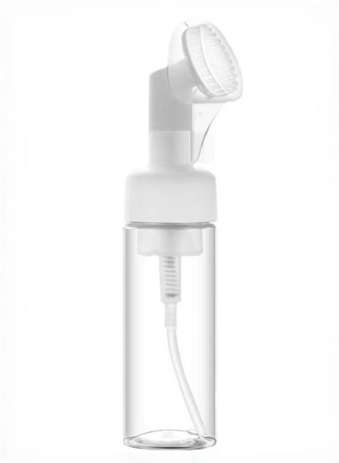 200ml Silicone Brush Foam Lotion Press Bottle, Cleansing Mousse Foaming Bottle Massage Brush - Effective Cleansing - Deep Purifying Facial Cleansing, Reusable (Transparent White) - Image 1