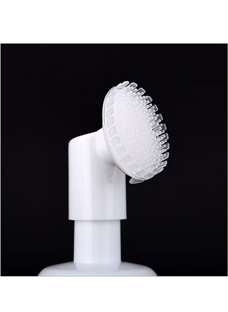 200ml Silicone Brush Foam Lotion Press Bottle, Cleansing Mousse Foaming Bottle Massage Brush - Effective Cleansing - Deep Purifying Facial Cleansing, Reusable (Transparent White) - Image 3