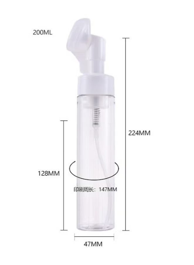 200ml Silicone Brush Foam Lotion Press Bottle, Cleansing Mousse Foaming Bottle Massage Brush - Effective Cleansing - Deep Purifying Facial Cleansing, Reusable (Transparent White) - Image 2