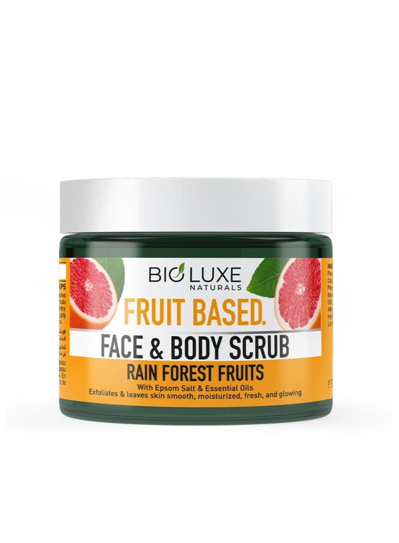 Bioluxe Naturals Fruit Based Face & Body Scrub 325ml, Rain Forest Fruits, Leaves Skin Smooth, Moisturized