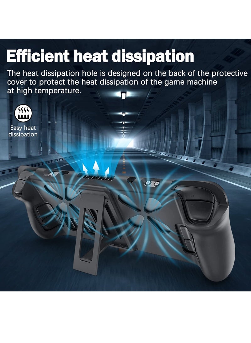 KASTWAVE حافظة حماية كاملة لسطح البخار مع مسند قابل للتعديل، غطاء سيليكون ناعم مقاوم للصدمات، غطاء مضاد للخدش مع قبضة مريحة غير قابلة للانزلاق، تصميم إشعاع حراري لوحدة التحكم بالبخار - Image 3