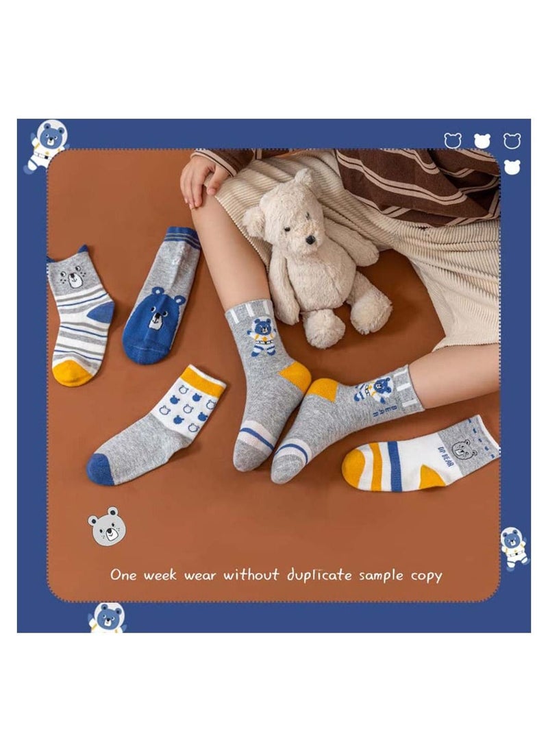 SYOSI 10 Pairs Socks Kids Boys Girls Wicking Cushion Crew Socks Kids Hiking Walking Socks Novelty Colorful Tiger Animal Cartoon Dinosaur Cotton Crew Socks for Babies Toddlers Aged 3-5 M  - Image 3