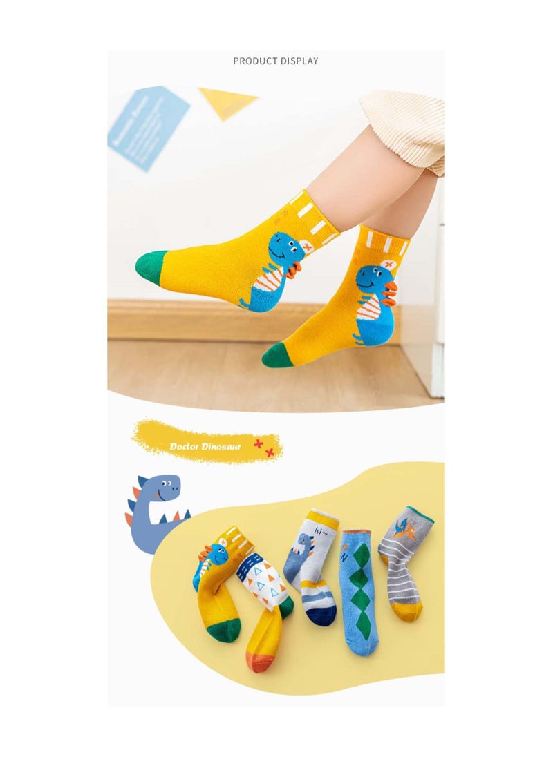 SYOSI 10 Pairs Socks Kids Boys Girls Wicking Cushion Crew Socks Kids Hiking Walking Socks Novelty Colorful Tiger Animal Cartoon Dinosaur Cotton Crew Socks for Babies Toddlers Aged 3-5 M  - Image 4