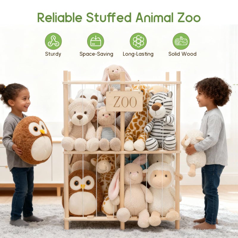 aiwo Large Stuffed Animal Storage Toy Organizer for Kids Playroom, Holds 20+ Standard 8-12" Stuffy Animals Zoo Plush Holder - Image 3