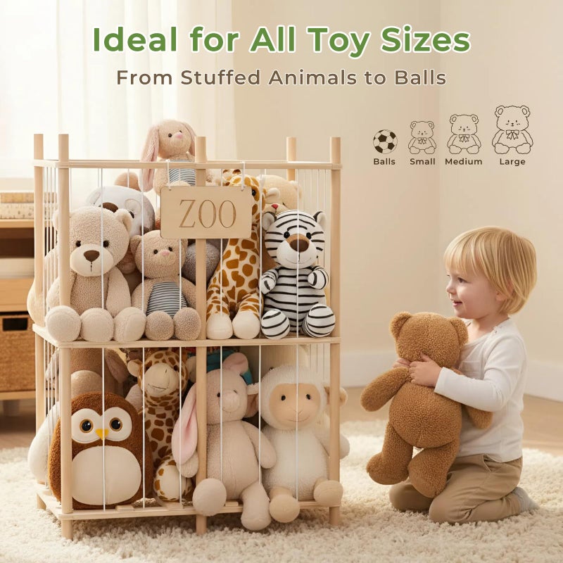 aiwo Large Stuffed Animal Storage Toy Organizer for Kids Playroom, Holds 20+ Standard 8-12" Stuffy Animals Zoo Plush Holder - Image 5