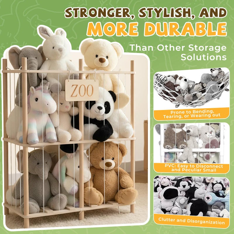aiwo Large Stuffed Animal Storage Toy Organizer for Kids Playroom, Holds 20+ Standard 8-12" Stuffy Animals Zoo Plush Holder - Image 4