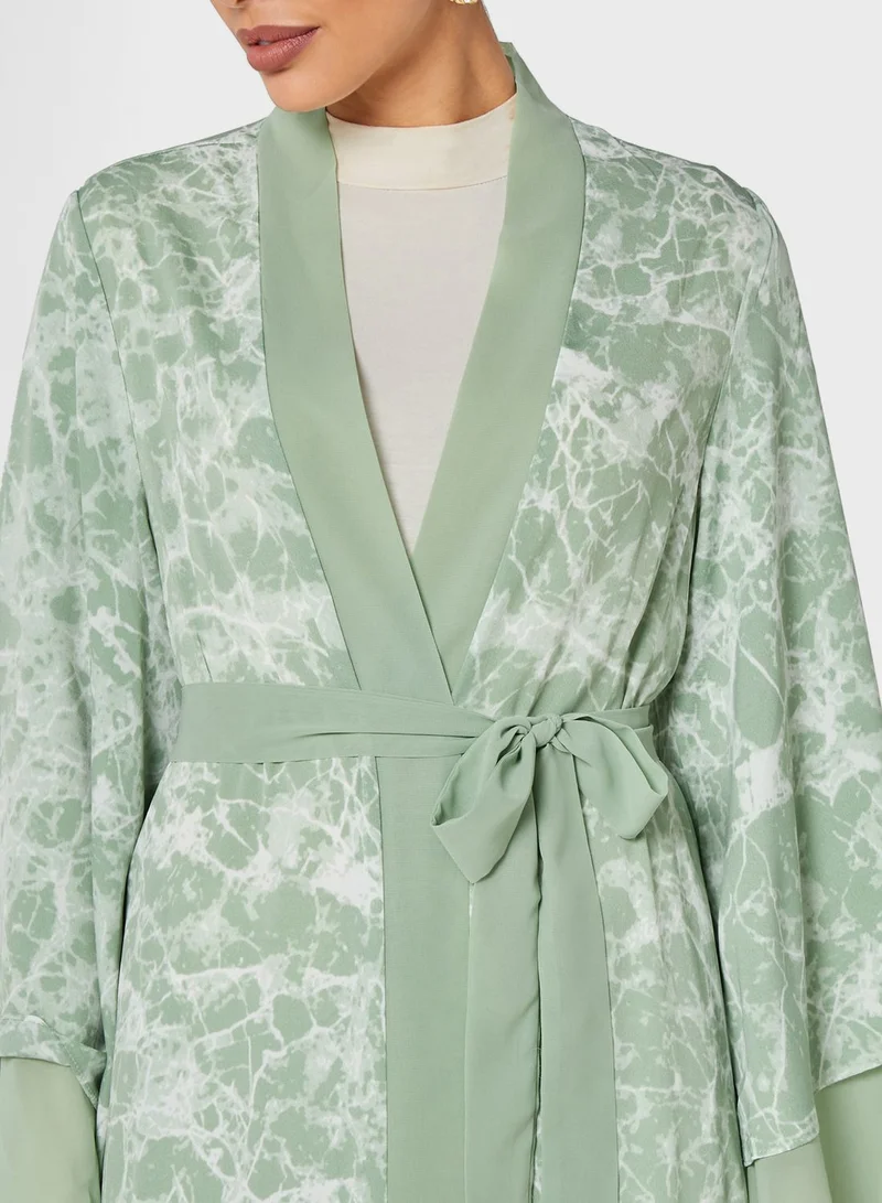 Khizana Printed Ruffle Abaya