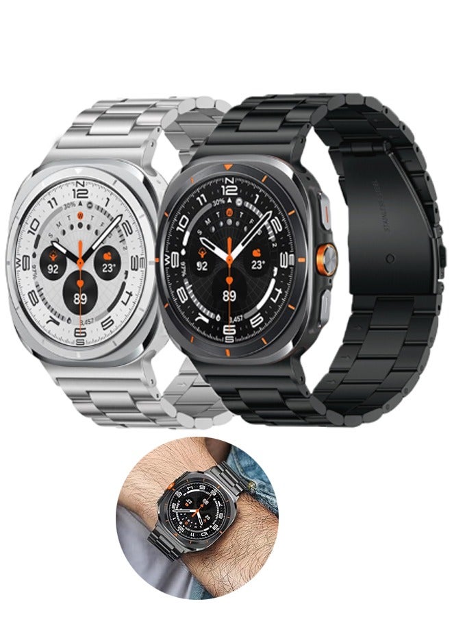 2 No Gaps Bands Compatible with Galaxy Watch Ultra Bands watch8(40/44/Classic) Stainless Steel Metal Replacement Strap for Galaxy watch8(40/44/Classic) - Image 1