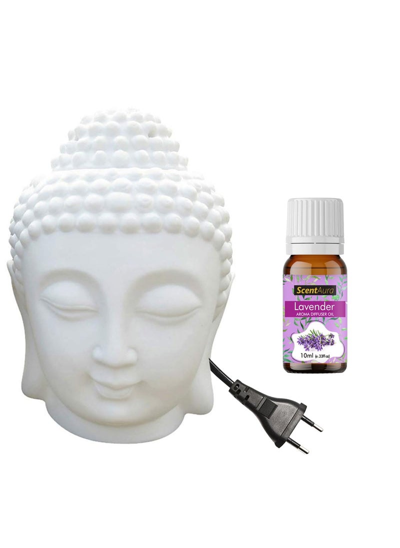 ScentAura ScentAura Ceramic Electric Buddha Aroma Diffuser Night Lamp Light with 1pc Lavender Scented Oil 10ml for Home Office Hotel Spa  - Image 1