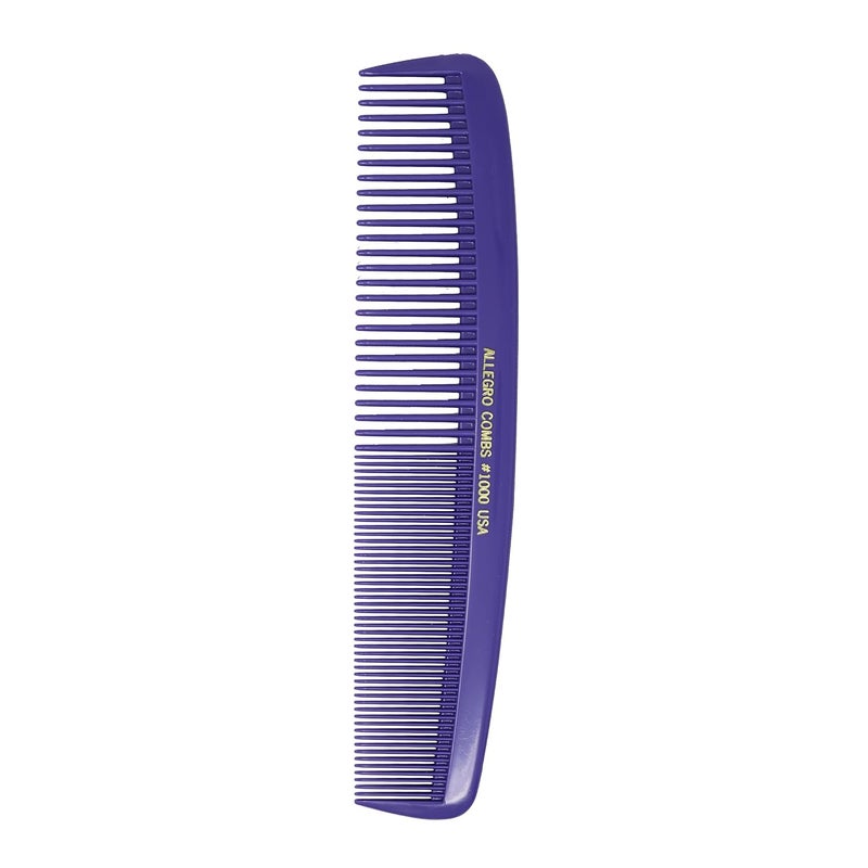 Allegro Combs 1000 XLarge Styling Comb Hair Cutting Barber Stylist Combs All Purpose Wide And Fine Tooth Made In The USA 1 Pc Purple