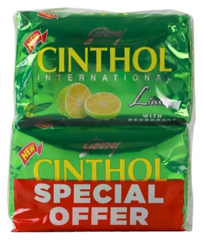 Cinthol Lime Bath Soap with Deodorant- 4X175gms - Image 1