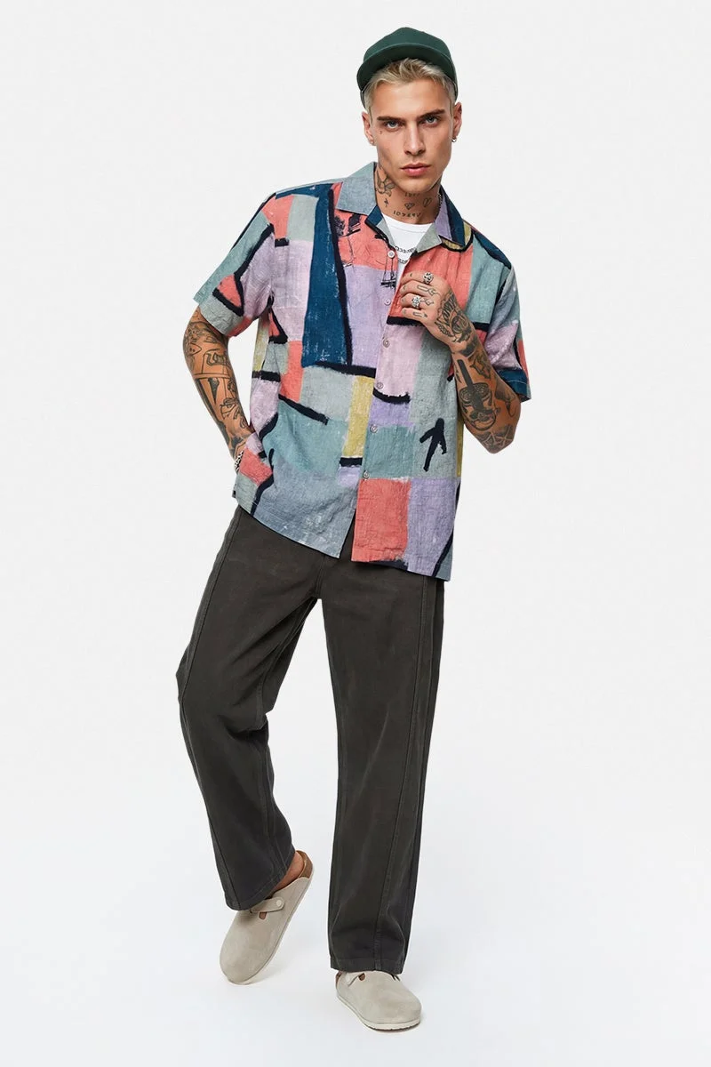 SNITCH Multicolour Abstract Half Sleeve Boxy Shirt