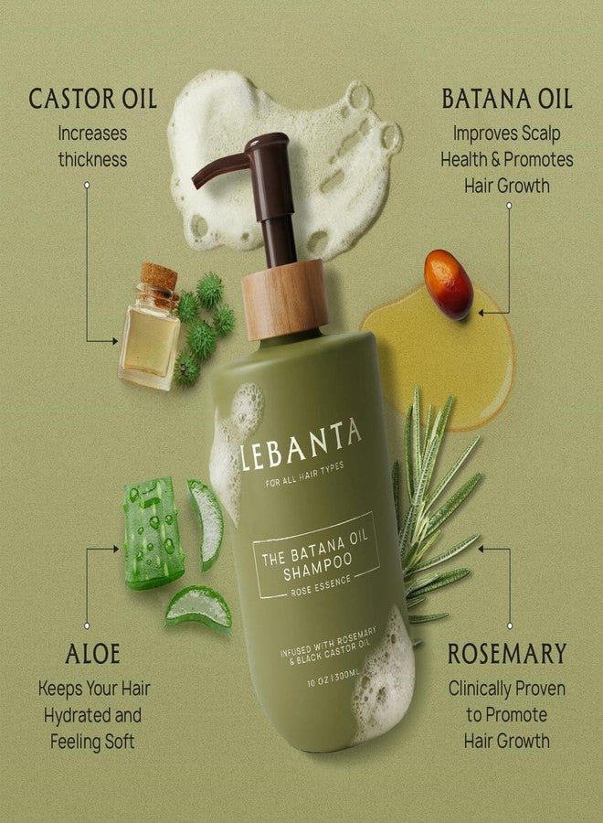 Lebanta Batana Oil Shampoo for Hair Growth - Color Safe Natural Moisturizing Shampoo for Hair Loss & Thinning with Rosemary Oil - Sulfate Free Organic Hydrating Castor Oil Hair Gifts for Women & Men - Image 3