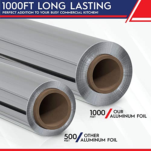 Ox Plastics Standard Premium Aluminum Foil | 12”x1000 Feet Long | Industrial Size and Strength | Commercial Grade & Length Foil Wrap for Food Service Industry and Home Use| Strong Silver (1 Pack) - Image 3