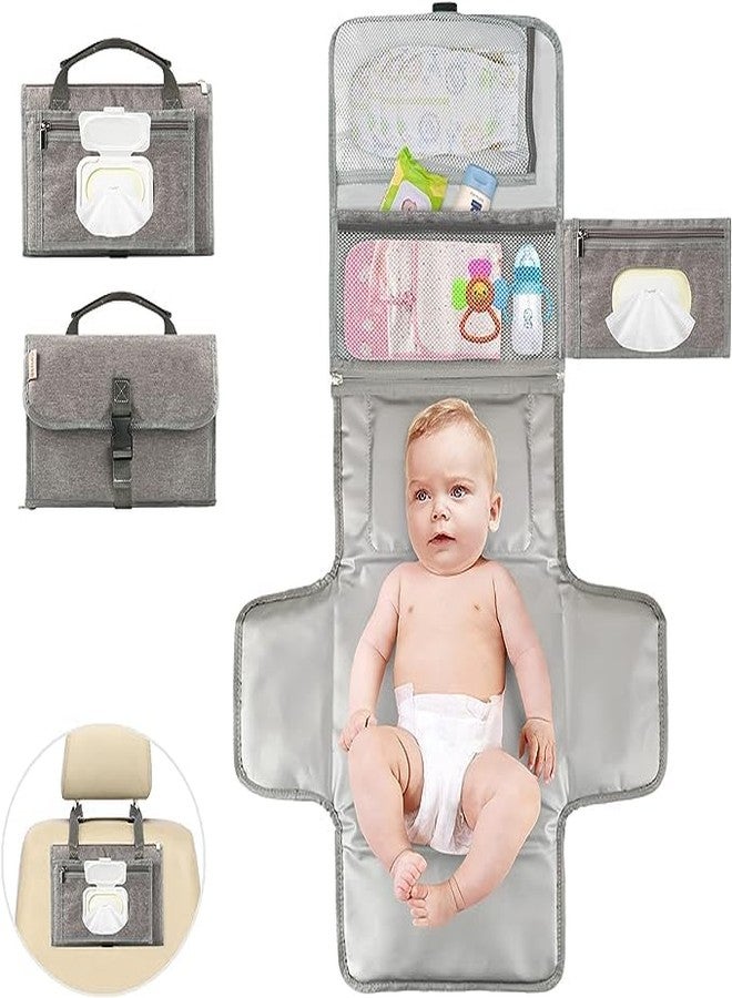 Olpad وسادة تغيير الحفاضات المحمولة من أولباد، حصيرة تغيير حفاضات الأطفال مع وسادة للرأس، محطة تغيير حفاضات مقاومة للماء، وسادة تغيير حفاضات قابلة للفصل للسفر (عبوة من قطعة واحدة) - Image 1