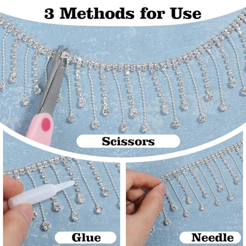 Zbdroxygen 90cm Rhinestone Lace, Silver Rhinestone Chain for DIY Crafts, Wedding Decorations, Fashion Design, Shoe Embellishment 1 yd - Image 3
