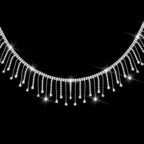 Zbdroxygen 90cm Rhinestone Lace, Silver Rhinestone Chain for DIY Crafts, Wedding Decorations, Fashion Design, Shoe Embellishment 1 yd - Image 1