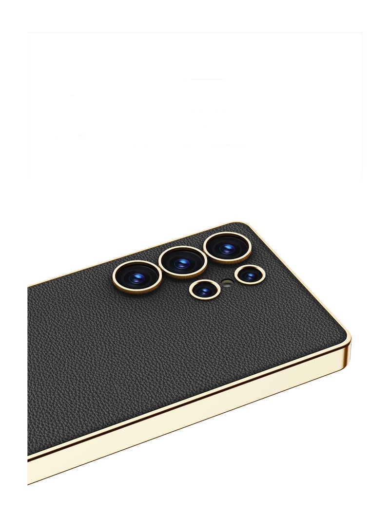 اووكاي جراب جلدي من البولي يوريثان متوافق مع هاتف Samsung Galaxy S25 Ultra، جراب جلدي بنمط ألياف الكربون مع غطاء خلفي واقٍ من مادة TPU من السيليكون لهاتف Galaxy S25 Ultra (ألياف الكربون باللون الأسود) - Image 3