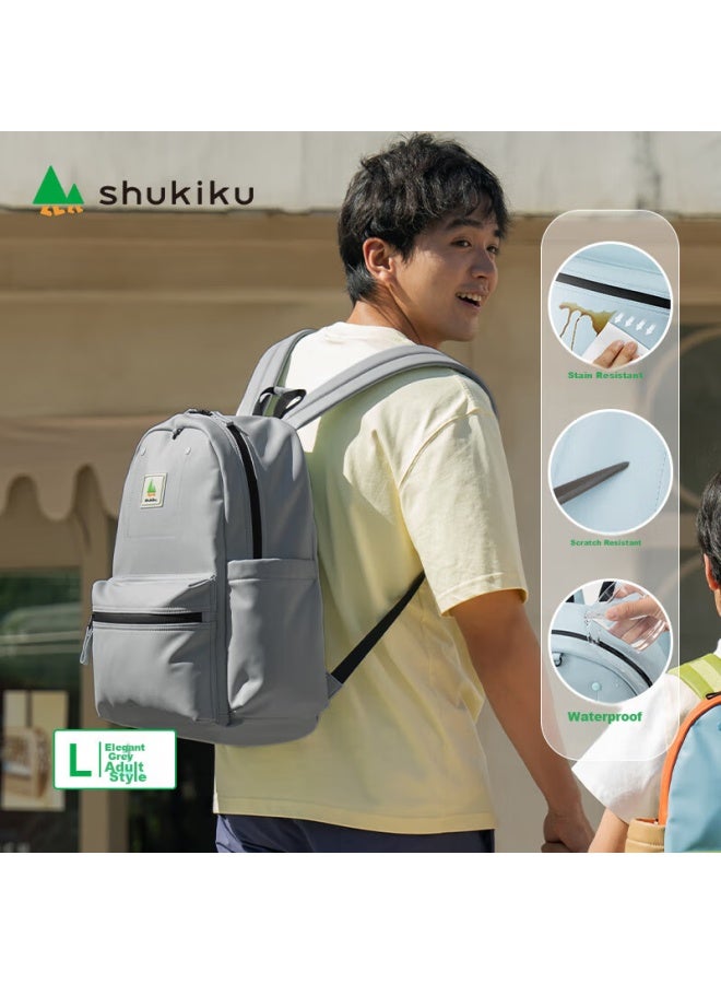 Shukiku حقيبة ظهر صغيرة ممحاة للطلاب الجامعيين، رجال ونساء، ستايل للأزواج، حقيبة ظهر عصرية متعددة الاستخدامات للسفر والاستخدام اليومي خفيفة الوزن جدًا، رمادي أنيق، المقاس L - Image 1