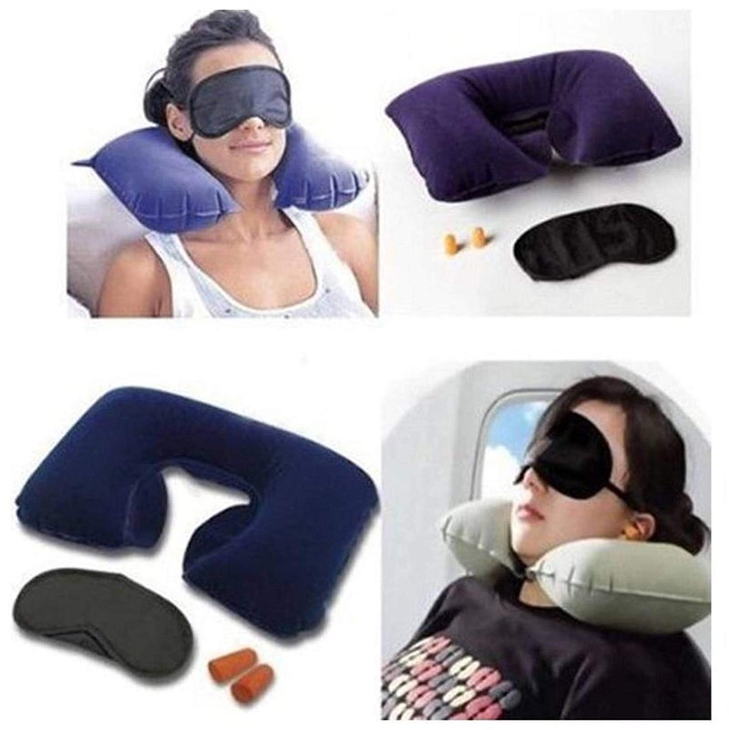 Homeistic Applience Homeistic Applience 3 in 1 Tourist Neck Travel Pillow with Cushion CarEye Maks Sleep Rest Shade and Ear Plug MultiColor - Image 1