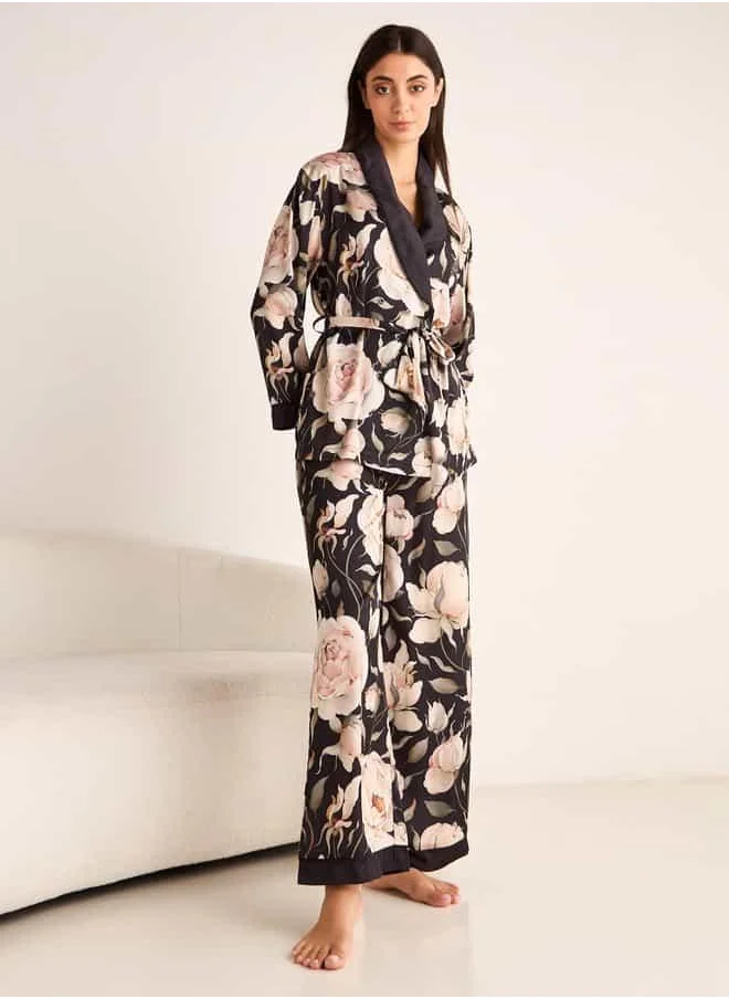 FAV Floral Print Robe and Pyjama Set