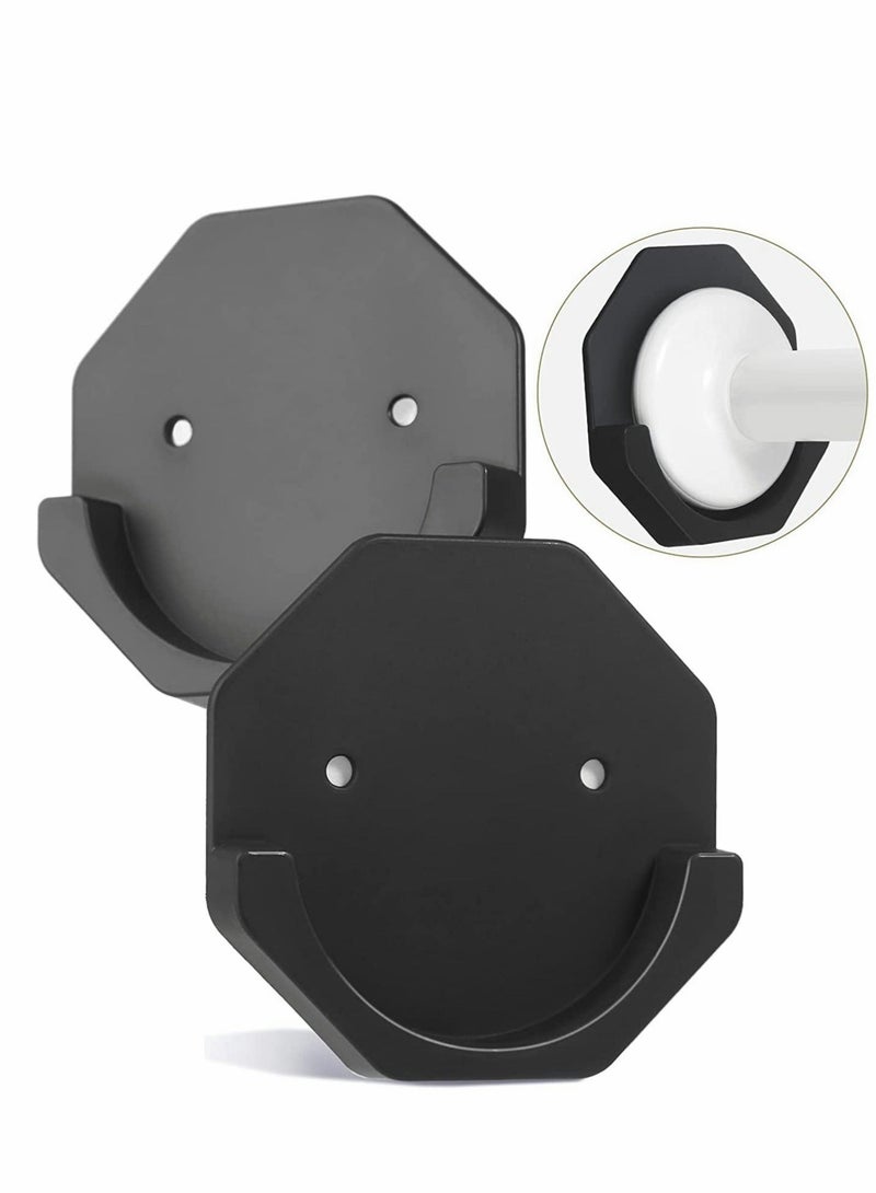 Shower Curtain Rod Holder 2PCS Adhesive Shower Rod Wall Mount Holder for Wall/Bathroom No Drilling Stick On Black (Shower Curtain Rod Not Included) - Image 1