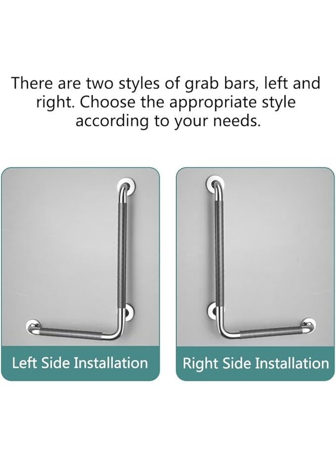 L-Shaped Safety Grab Bar for Bathroom and Shower - Non-Slip Stainless Steel Handicap Handle Support with 300 kg Load Capacity (70 x 50 cm) - Image 3