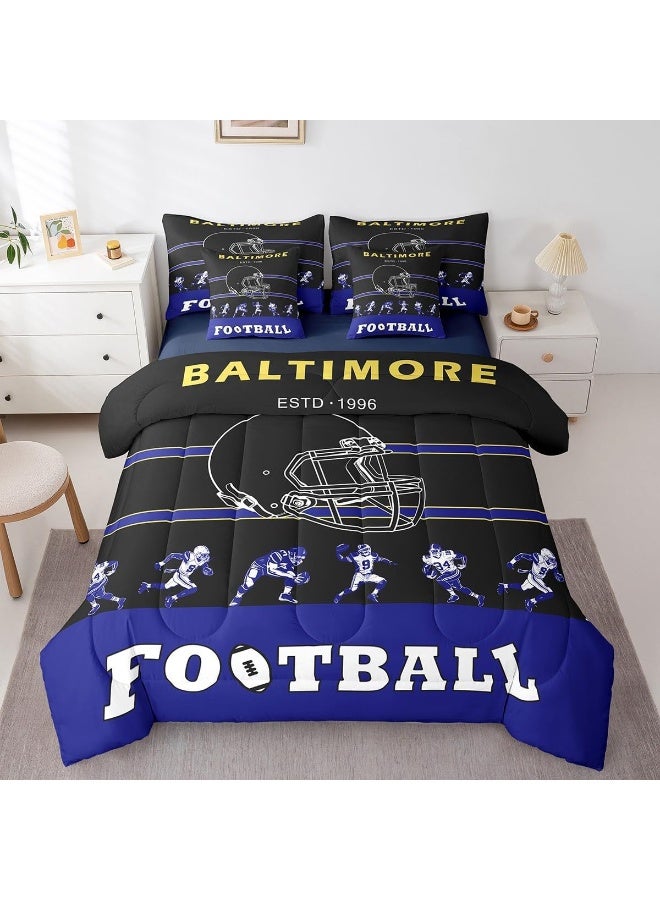 Erosebridal 7 Pieces Bed in a Bag King Comforter Set with Sheets, Football Design Bedding Sets for All Season - Image 1