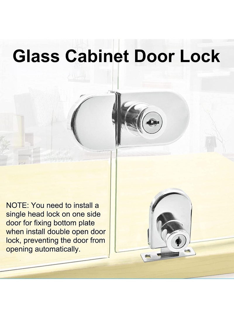 SYOSI Glass Door Display Cabinet Safety Lock, Double-Open Glass Door Single Glass Door Locks for 5-8mm Glass, Separate Key Without Drilling - Image 2