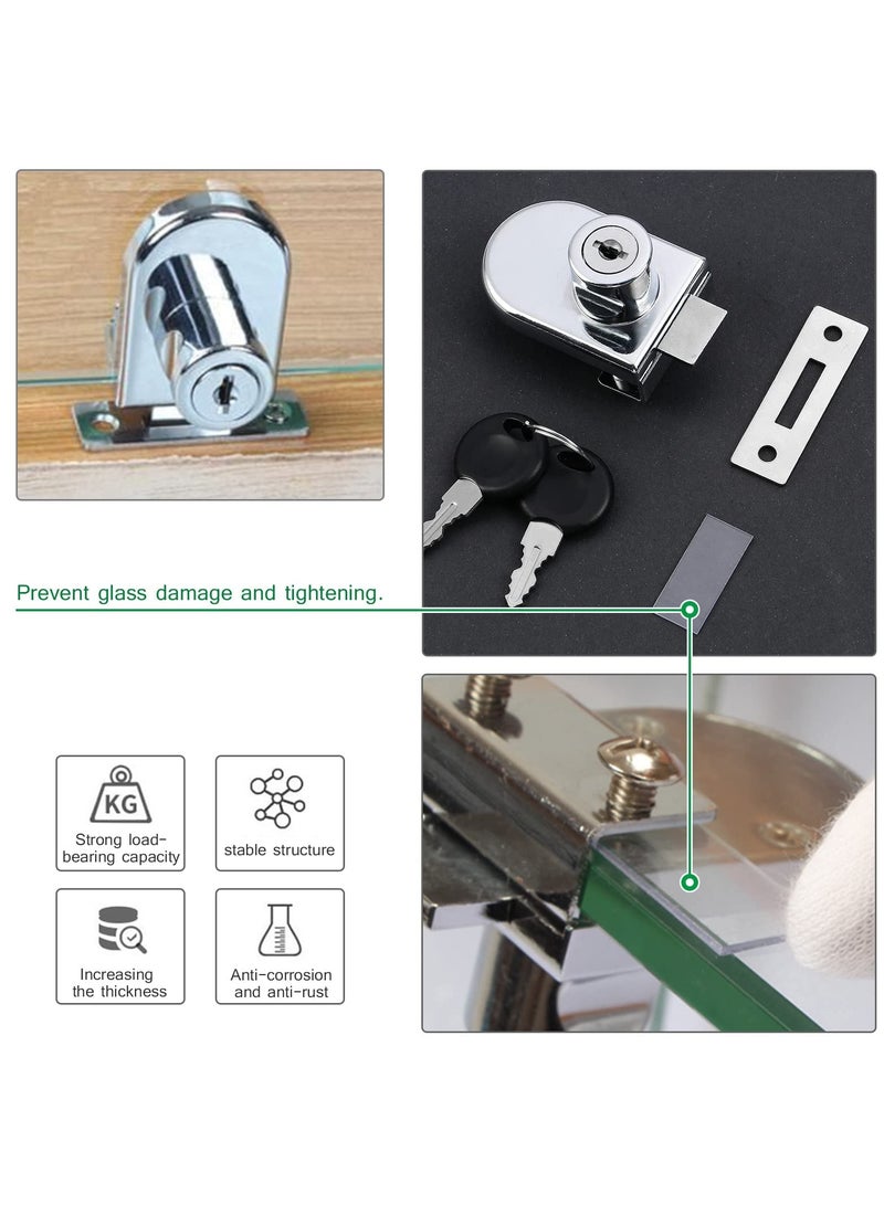 SYOSI Glass Door Display Cabinet Safety Lock, Double-Open Glass Door Single Glass Door Locks for 5-8mm Glass, Separate Key Without Drilling - Image 4