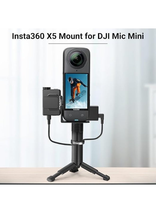CYNOVA Mount for Insta360 X5 Accessories, Insta 360 X5 Cold Shoe Mount, Invisible Mic Bracket Designed Specifically for DJI Mic Mini（with 3.5mm Audio Cable and Fixed Velcro） - Image 3
