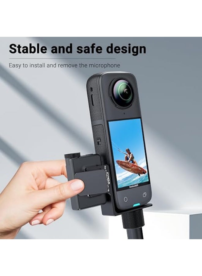 CYNOVA Mount for Insta360 X5 Accessories, Insta 360 X5 Cold Shoe Mount, Invisible Mic Bracket Designed Specifically for DJI Mic Mini（with 3.5mm Audio Cable and Fixed Velcro） - Image 4