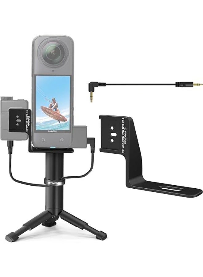 CYNOVA Mount for Insta360 X5 Accessories, Insta 360 X5 Cold Shoe Mount, Invisible Mic Bracket Designed Specifically for DJI Mic Mini（with 3.5mm Audio Cable and Fixed Velcro） - Image 1