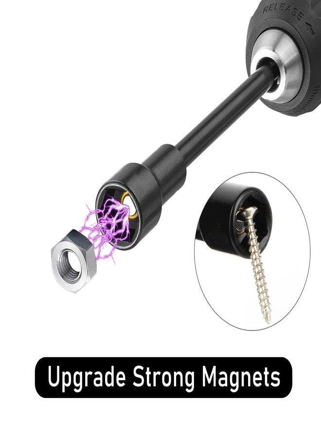 SeonFook 6PCS 6 Inch Long Magnetic Nut Driver Set with 1/4" Hex Shank, SAE 1/4" and 5/16" Impact Power Nut Driver Drill Bit Cr-V Steel Black Manganese Phosphate Coating Impact Drill Driver Bits - Image 3