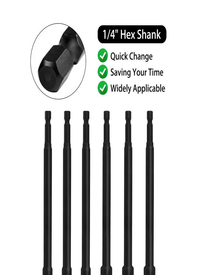 SeonFook 6PCS 6 Inch Long Magnetic Nut Driver Set with 1/4" Hex Shank, SAE 1/4" and 5/16" Impact Power Nut Driver Drill Bit Cr-V Steel Black Manganese Phosphate Coating Impact Drill Driver Bits - Image 4