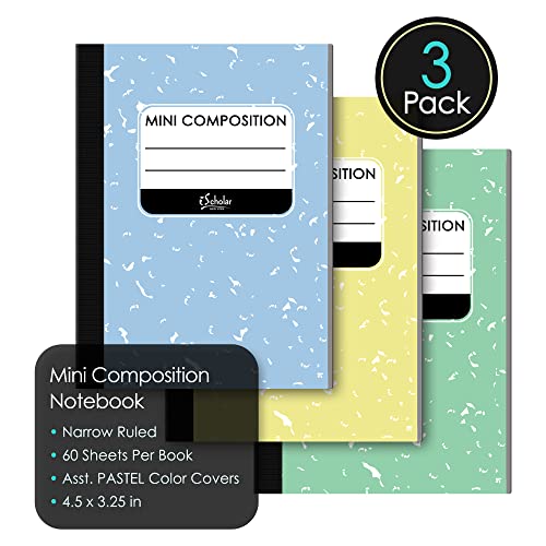 iScholar Mini Composition Books, Narrow Ruled, 4.5 x 3.25 Inches, 60 Sheets Per Book, Assorted Colors, Set Of 3 Books (13333) - Image 2