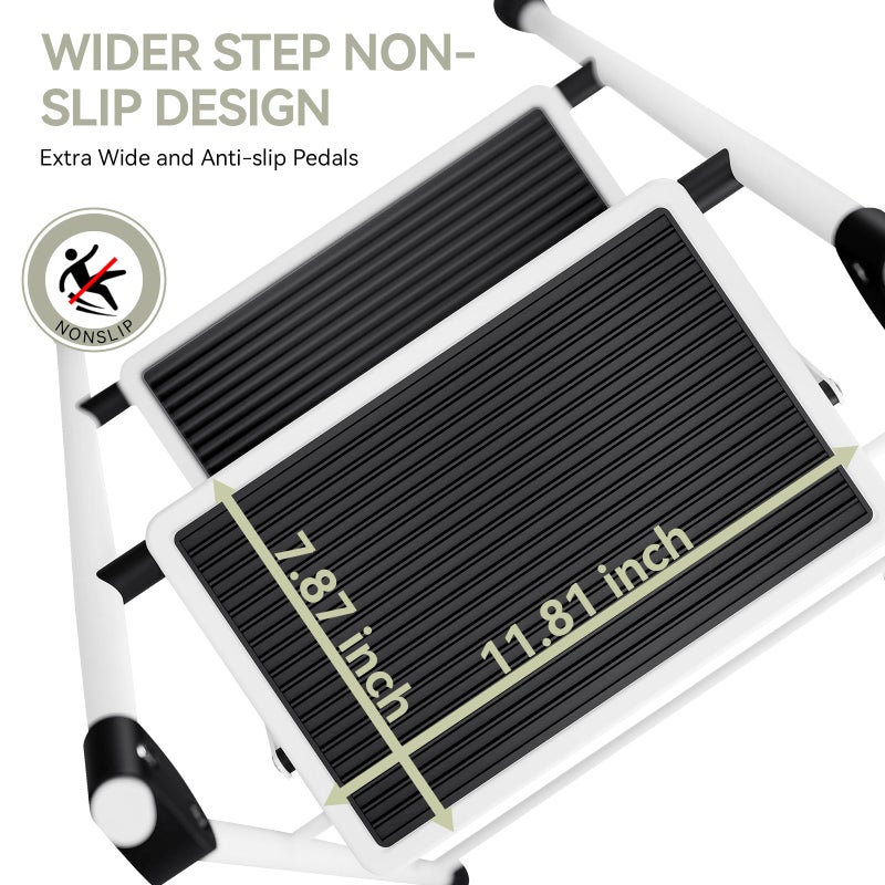 KINGRACK Step Ladder 4 Step Folding Step Stool for Adults with Handrails Heavy Duty Steel Sturdy Lightweight Collapsible Portable Step Ladder with Anti-Slip Wide Pedal,White - Image 2