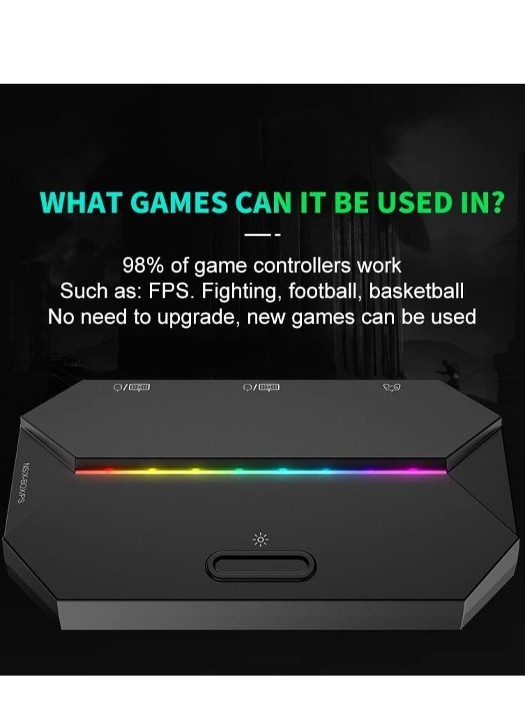 محول مفاتيح الفأرة DMG، لوحة Type-C USB، LED، تحويل ينطبق على PS4، Xbox One و 360 نينتندو، PS3(أسود) - Image 3