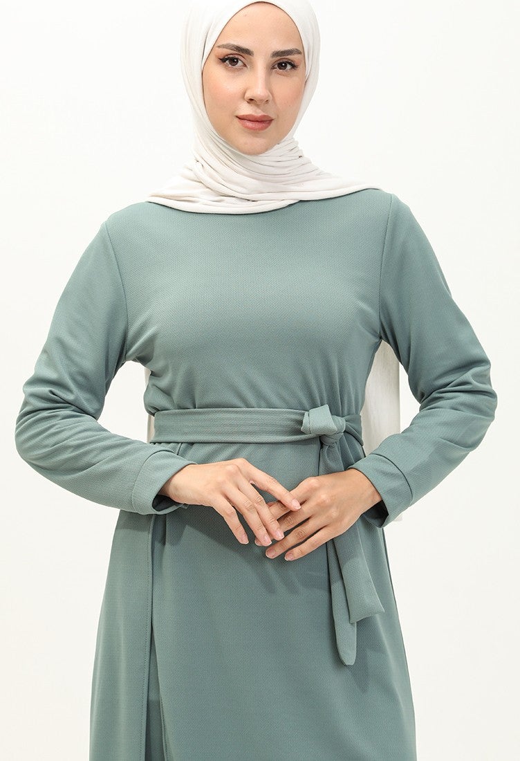 Sefa Merve Slit Tunic Trousers Two Piece Set 0664-06 Mint Green  - Image 3