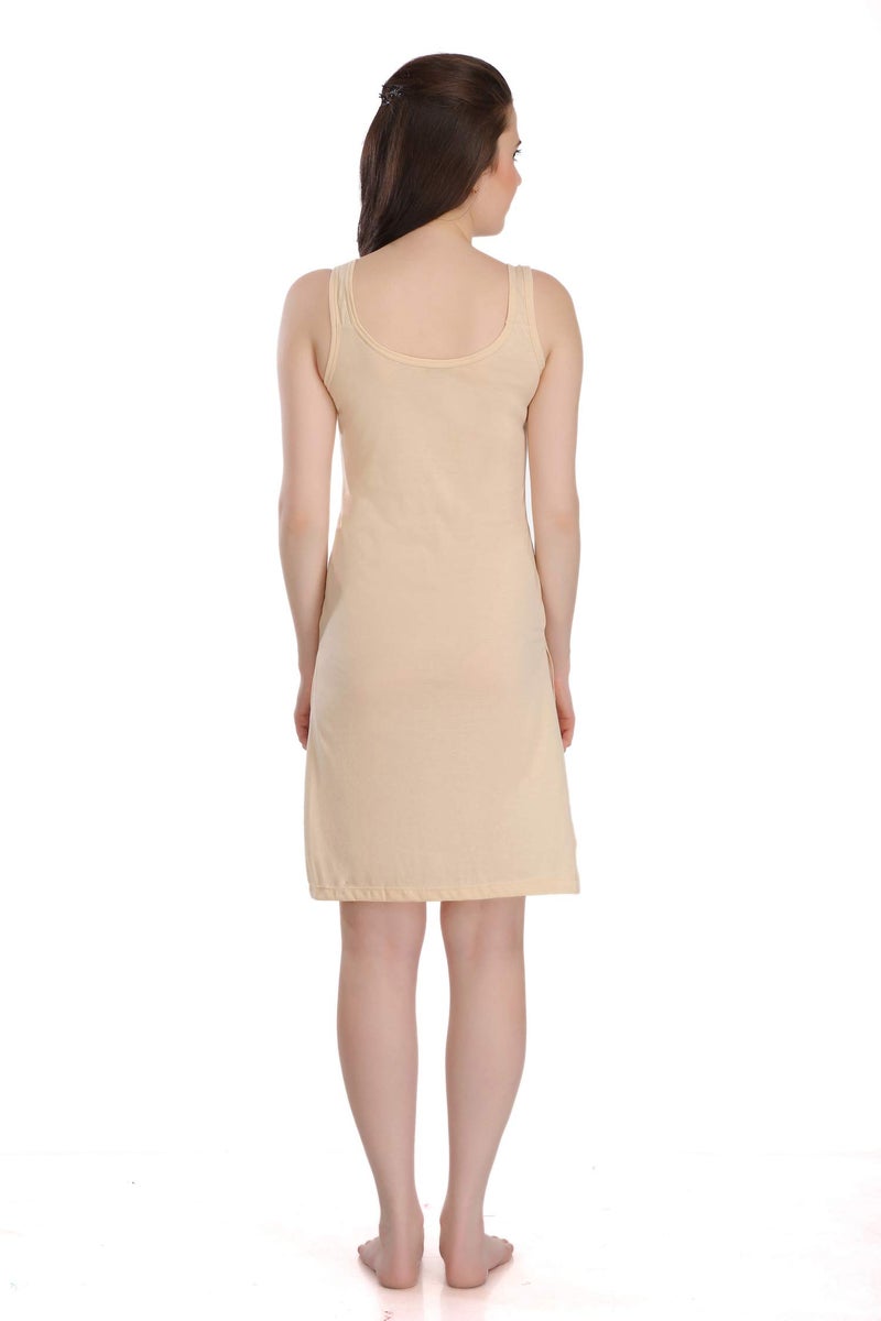 Splash Cotton Rich Camisole Slip for Women| Long Kurti Slip/Suit Slip/Camisole Slip Knee Length - 139 Beige - Image 4
