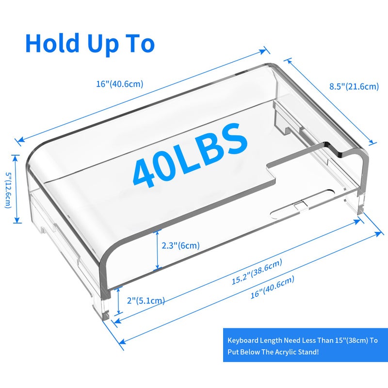 Beimu Acrylic Monitor Stand Riser Acrylic Laptop Stand Clear Computer Stand Laptop Riser with Storage Desk Organizer Accessories for Home and Office - Image 2