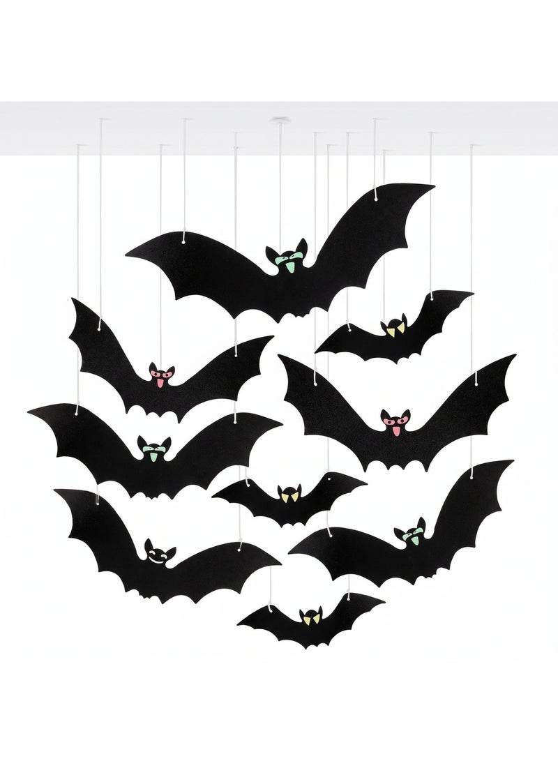 Brain Giggles 15 Pcs Hanging Decoration Bat with Glowing Eyes for Outdoor and Indoor Decoration - Image 3